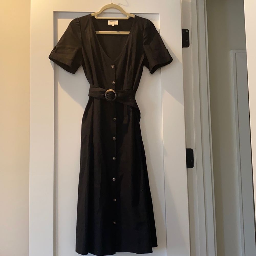 Sézane Black linen midi dress. Size 36 (US 4)